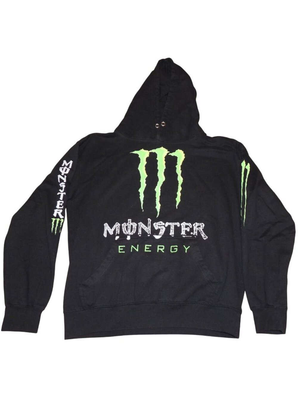 Vintage Y2K Monster Energy Drink Sleeve Hit Pullover Hoodie Medium